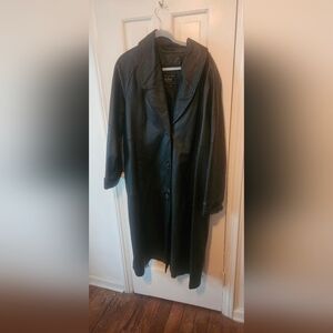 Women's Terry Lewis Black Soft Long  Leather Coat Size 1X Y2K